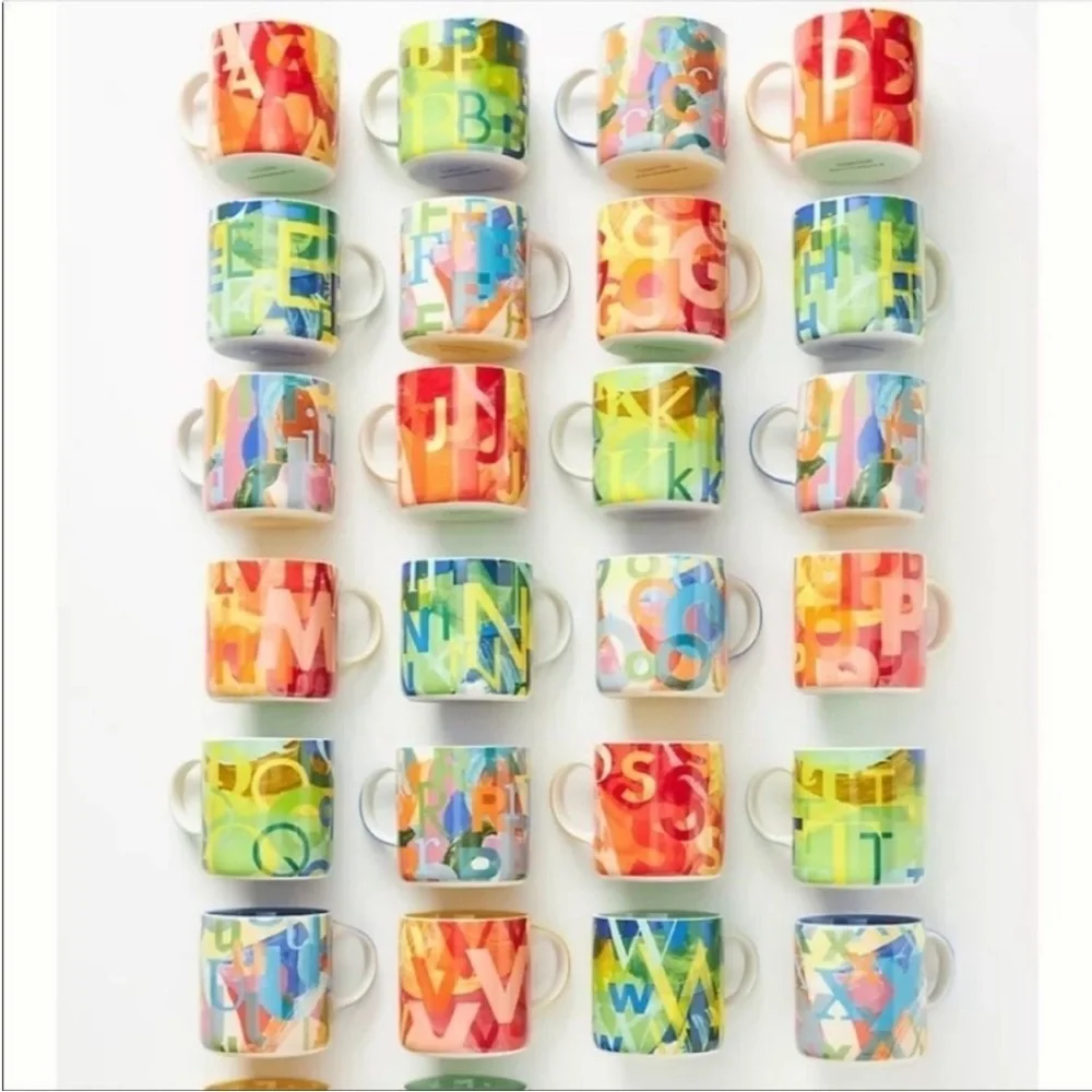 ANTHROPOLOGIE Monogram Lottie Mug Red, Orange, Yellow letter “G”